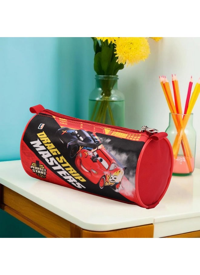 Kuber Industries Kuber Industries Round Pencil Pouch | Disney Car Pencil Pouch for Kids | Multi-Purpose Travel Pouch | Stationary Holder | Travel Organizer | Pencil Utility School Pouches | Geometry Box | Red  - Image 2