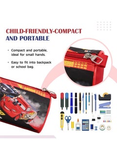 Kuber Industries Kuber Industries Round Pencil Pouch | Disney Car Pencil Pouch for Kids | Multi-Purpose Travel Pouch | Stationary Holder | Travel Organizer | Pencil Utility School Pouches | Geometry Box | Red  - Image 5
