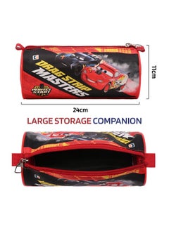 Kuber Industries Kuber Industries Round Pencil Pouch | Disney Car Pencil Pouch for Kids | Multi-Purpose Travel Pouch | Stationary Holder | Travel Organizer | Pencil Utility School Pouches | Geometry Box | Red  - Image 3