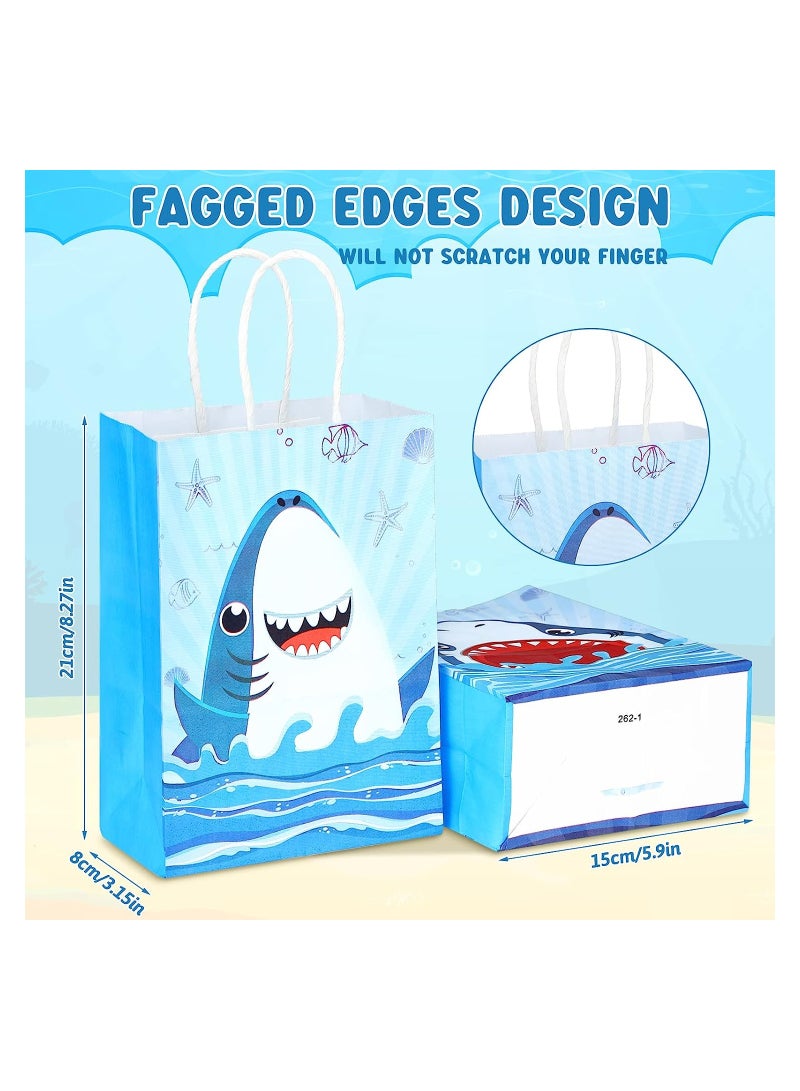 KASTWAVE Shark Kraft Paper Party Gift Bags, Candy Treat Bags with Twist Handles Ocean Shark Theme, for Baby Shower Birthday Beach Pool Party Supplies, 24 Pcs - Image 5