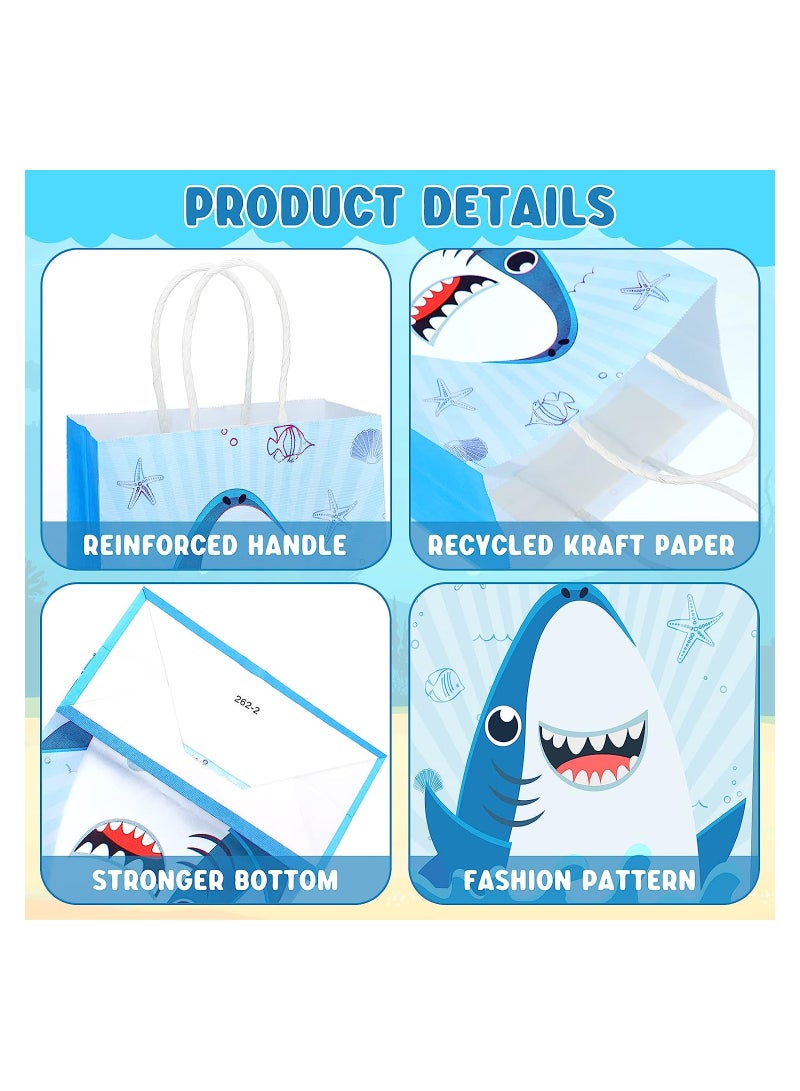 KASTWAVE Shark Kraft Paper Party Gift Bags, Candy Treat Bags with Twist Handles Ocean Shark Theme, for Baby Shower Birthday Beach Pool Party Supplies, 24 Pcs - Image 3