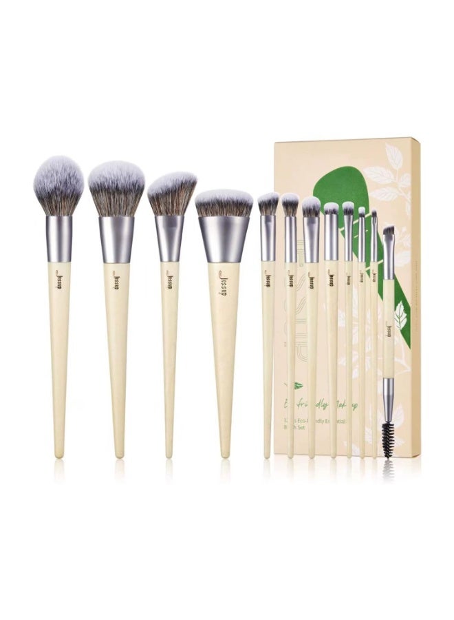 Jessup Vegan Makeup Brushes Set Premium Synthetic Powder Foundation Highlight Concealer Eyeshadow Blending Eyebrow Liner Spoolie Brush Set Burlywood 12pcs T327 - Image 1