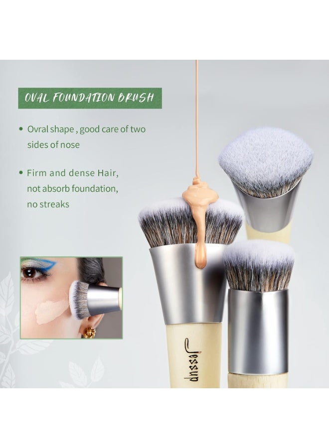 Jessup Vegan Makeup Brushes Set Premium Synthetic Powder Foundation Highlight Concealer Eyeshadow Blending Eyebrow Liner Spoolie Brush Set Burlywood 12pcs T327 - Image 3