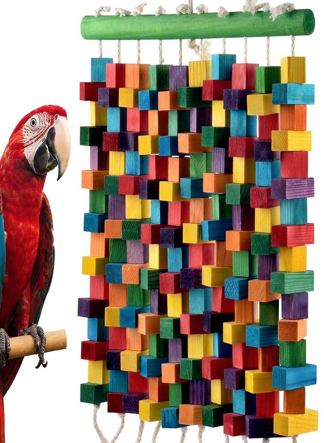 DBNESS Large Bird Toy, 20in Parrot Toys for Cage, Multicolored Natural Chew Wooden Blocks for Medium to Large Macaws, Amazon, African Grey, Cockatoos - Image 1
