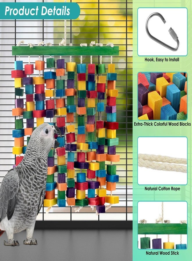 DBNESS Large Bird Toy, 20in Parrot Toys for Cage, Multicolored Natural Chew Wooden Blocks for Medium to Large Macaws, Amazon, African Grey, Cockatoos - Image 4