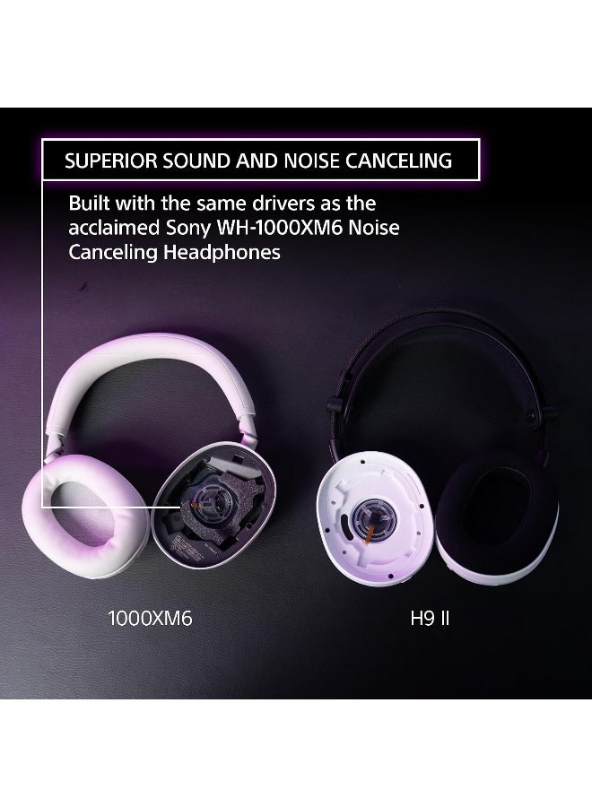 سوني Sony INZONE H9 II Wireless Noise Canceling Gaming Headset, WH-1000XM6 Drivers, Lightweight, Detachable Cardioid AI Mic, 2.4GHz and Bluetooth, Soft Case, for PC, PS5, Switch, and Mobile - White - Image 3