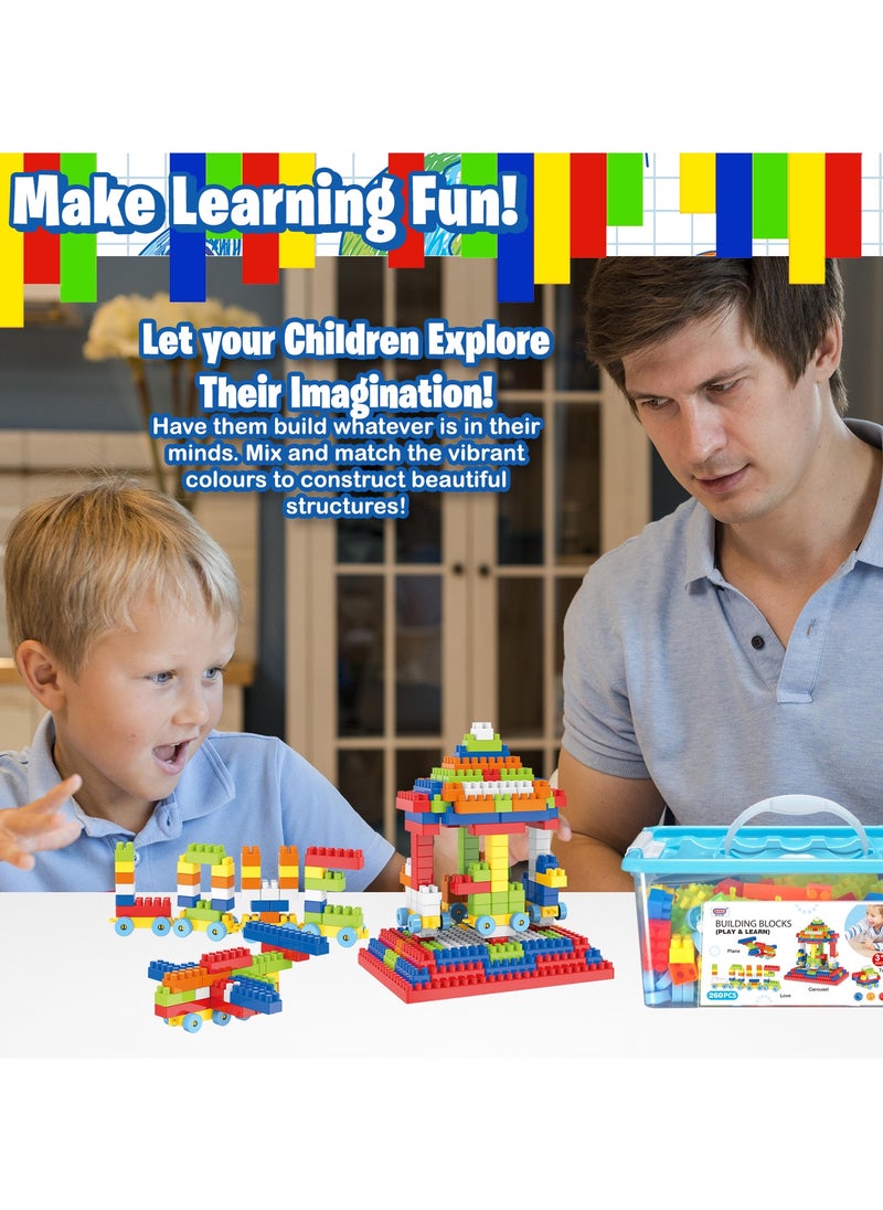 Home Smart Home Smart Building Blocks Play and Learning for Toddlers Assorted Color Plastic Blocks of 260 PCs Kids Educational Build Playing Toy Pink  - Image 4