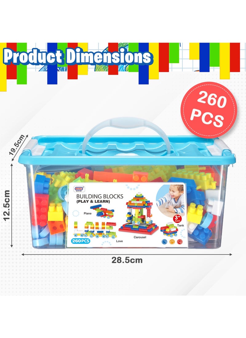 Home Smart Home Smart Building Blocks Play and Learning for Toddlers Assorted Color Plastic Blocks of 260 PCs Kids Educational Build Playing Toy Pink  - Image 2
