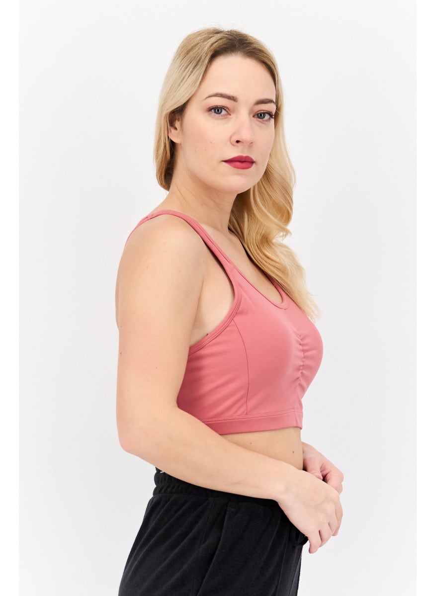 Adidas Women Sportswear Fit Lightly Padded Sports Bra, Mauve  - Image 2