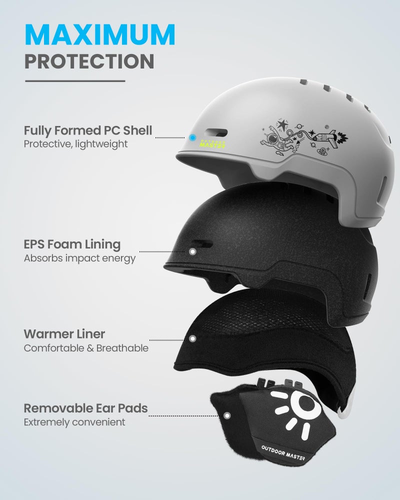 OutdoorMaster Kids Ski Snowboard Helmet, Durable PC Shell, Protective EPS Foam & 12 Cooling Vents, Dial Fit, Certified Snow Sport Helmet - Image 2