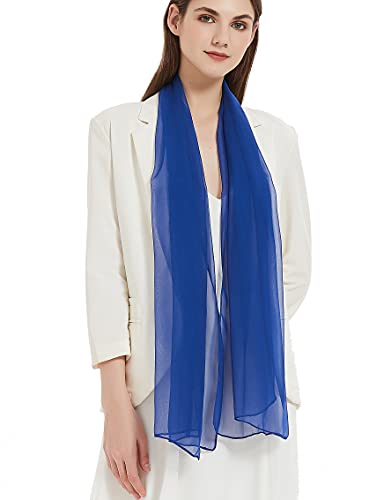 PANTONIGHT Long Chiffon Sheer Scarf For womens (066 royal Blue) - Image 1