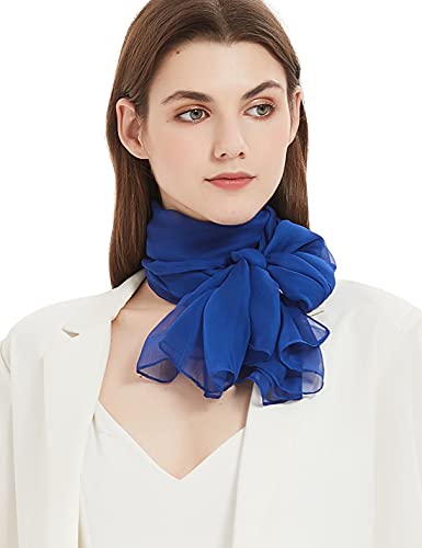 PANTONIGHT Long Chiffon Sheer Scarf For womens (066 royal Blue) - Image 2