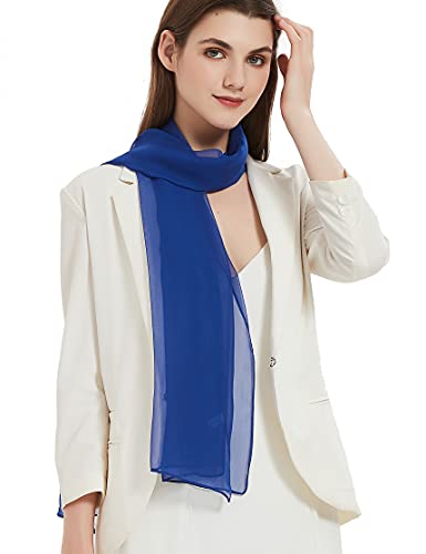 PANTONIGHT Long Chiffon Sheer Scarf For womens (066 royal Blue) - Image 3