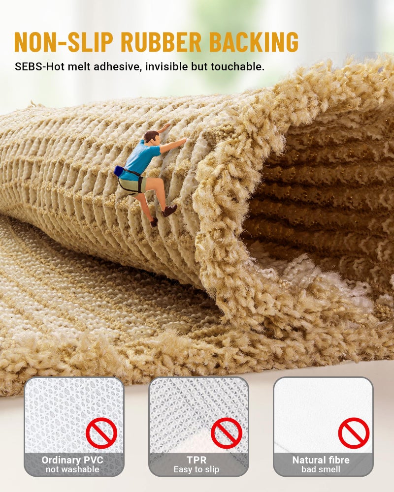 Furicher Large Waffle Bath Mat Set, Non Slip Bathroom Mat Set 2 Piece, Ultra Absorbent Bath Mats, Machine Washable Bath Rugs, Brown & White, 20"Ã—47" and 16"Ã—24" - Image 4