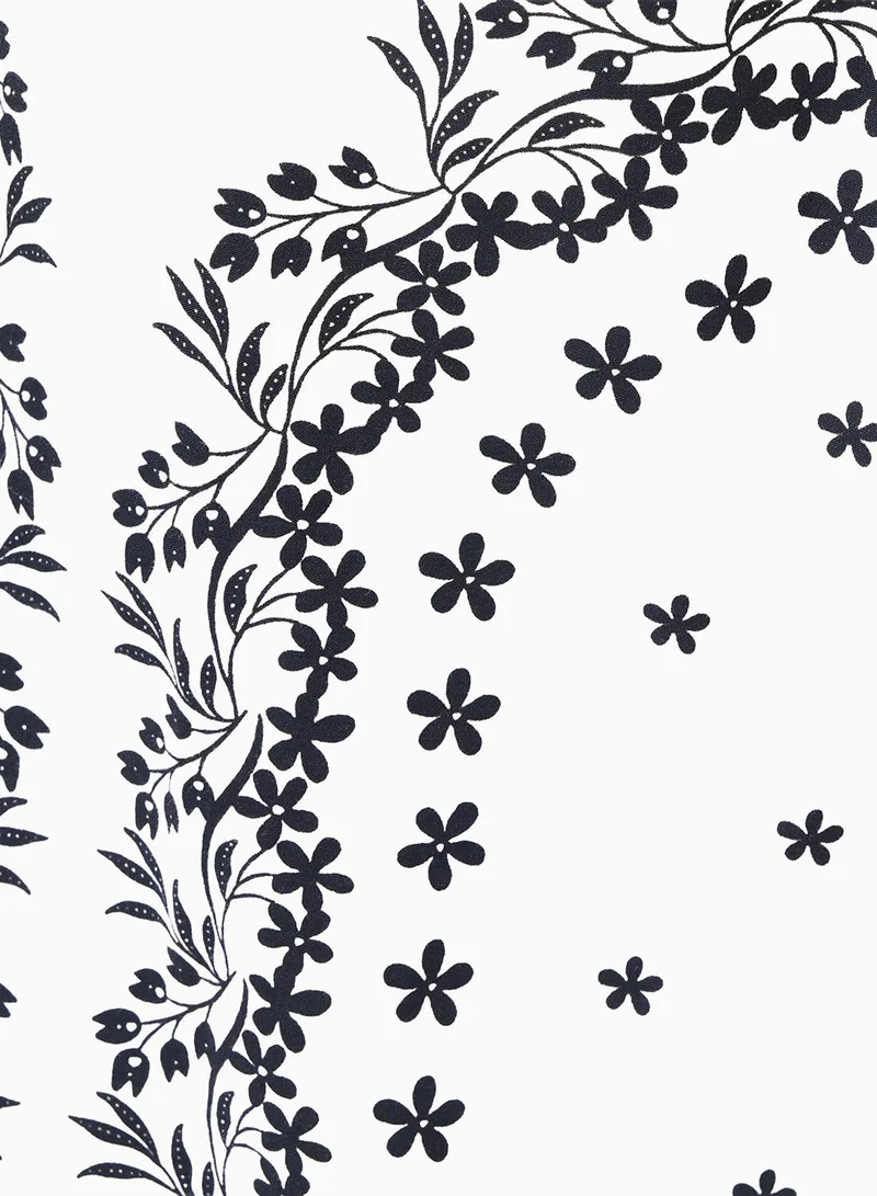 French Connection Cambria Cotton Floral Sleeve Tie Up Shirt