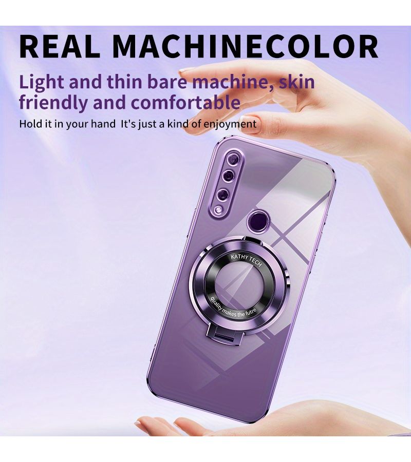 Purple Phone Card Stand Case Compatible With Huawei Y9s Dual Layer Anti Drop Camera Protection - Image 4