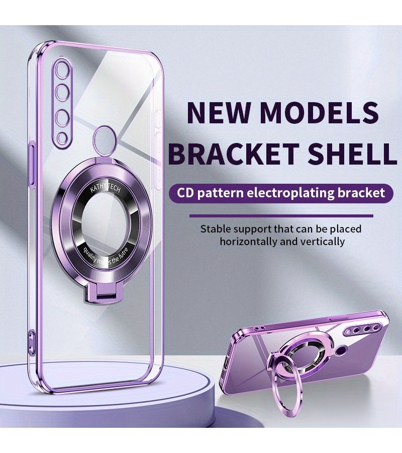 Purple Phone Card Stand Case Compatible With Huawei Y9s Dual Layer Anti Drop Camera Protection - Image 1