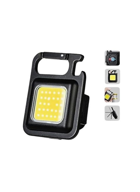 800 Lumen LED Keychain, Rechargeable Keychain, Mini Flashlight 4 Light Modes, Portable Pocket Light with Folding Bottle Opener Bracket and Magnetic Base for Hunting, Camping, Hiking