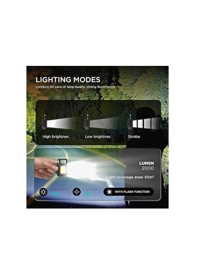 Generic 800 Lumen LED Keychain, Rechargeable Keychain, Mini Flashlight 4 Light Modes, Portable Pocket Light with Folding Bottle Opener Bracket and Magnetic Base for Hunting, Camping, Hiking  - Image 3