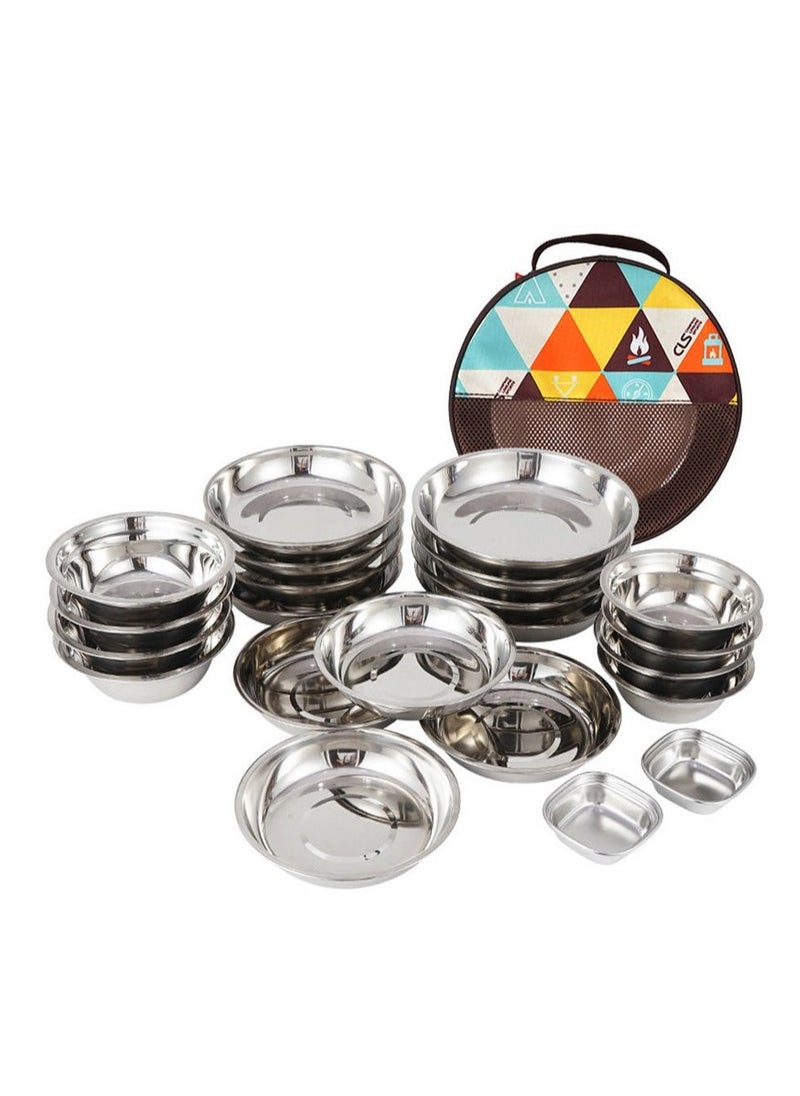 22PCS Portable Dinner Plates Camping Tableware Set Polished Stainless Steel Bowls Soup Pots with Storage Bag for Outdoor Cooking Camping Picnic Barbecue - pzsku/Z3174B5CBB7E989E45BC2Z/45/_/1715448850/340e4635-39f7-46ce-8893-a7e763d0e3bc