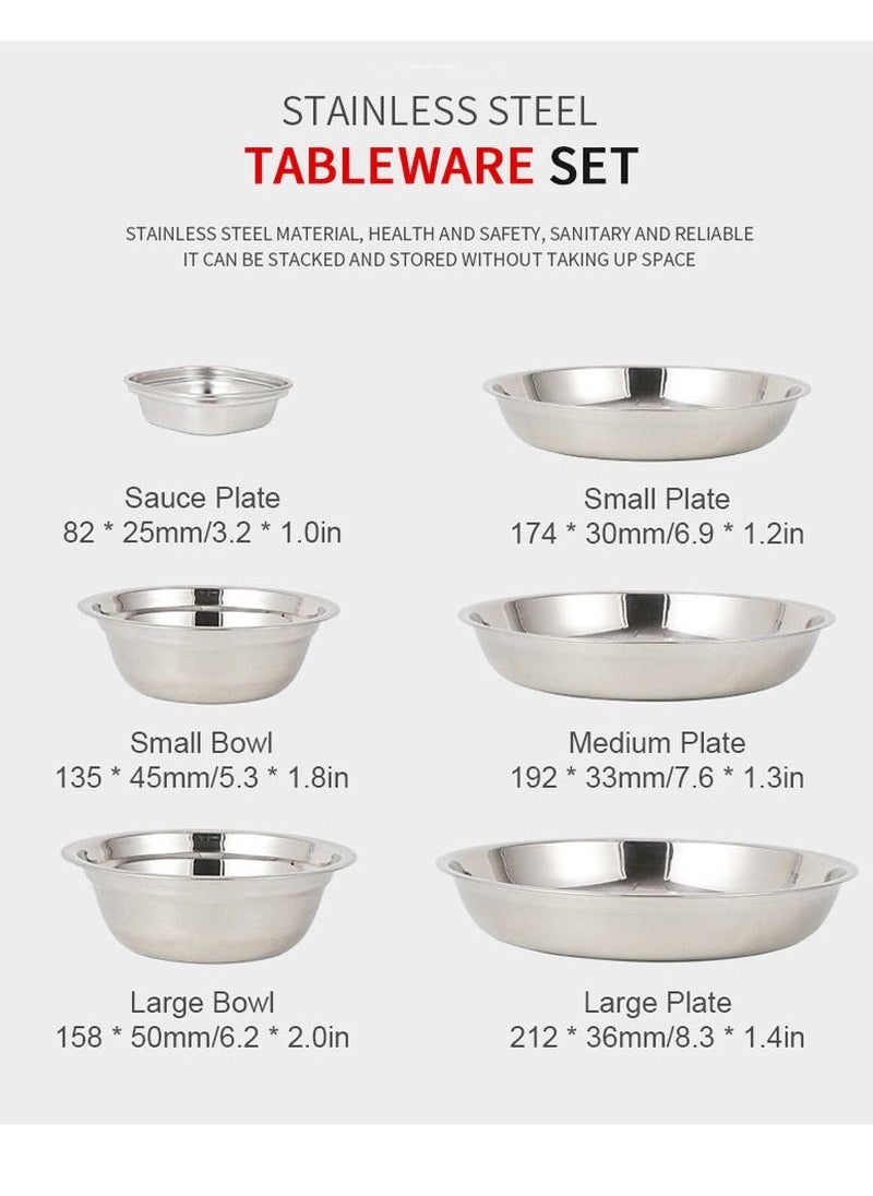 22PCS Portable Dinner Plates Camping Tableware Set Polished Stainless Steel Bowls Soup Pots with Storage Bag for Outdoor Cooking Camping Picnic Barbecue - pzsku/Z3174B5CBB7E989E45BC2Z/45/_/1729116468/b650de0b-a631-426a-954b-d484915c8032