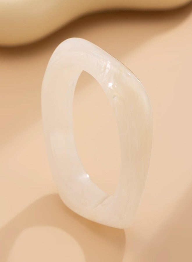 ZMANYIJEW Acrylic Resin Bangle Bracelets Chunky Acrylic Colorful Irregular Geometric Resin Acetate Wide Wristband Bracelet Gradient Dyeing Wide Bracelet (White) - Image 3