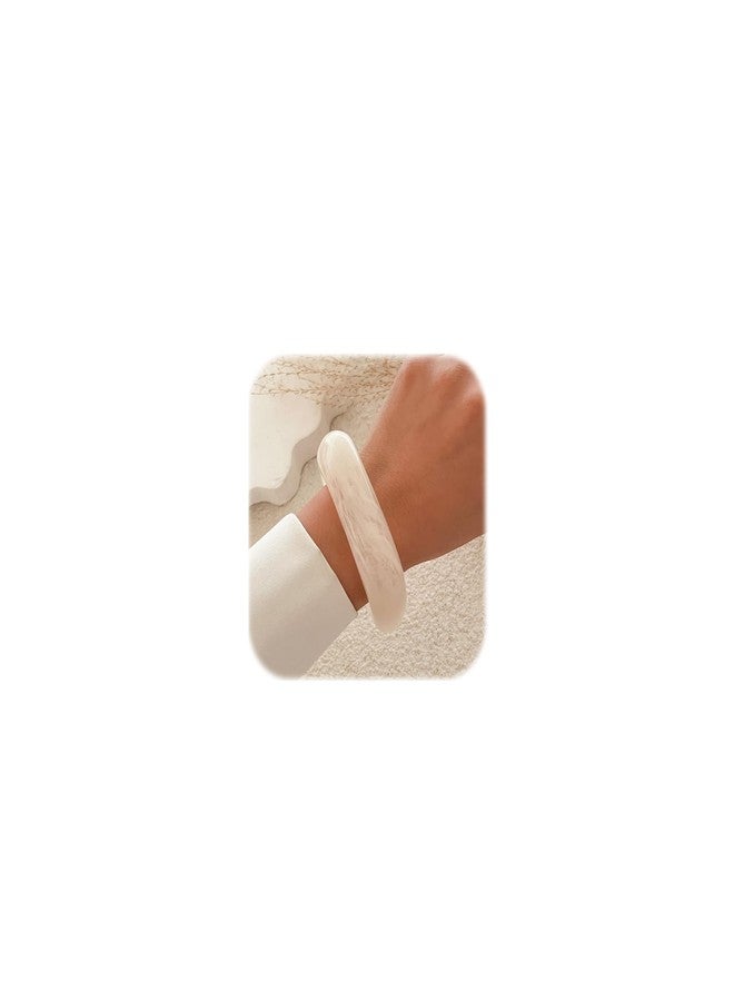 ZMANYIJEW Acrylic Resin Bangle Bracelets Chunky Acrylic Colorful Irregular Geometric Resin Acetate Wide Wristband Bracelet Gradient Dyeing Wide Bracelet (White) - Image 1
