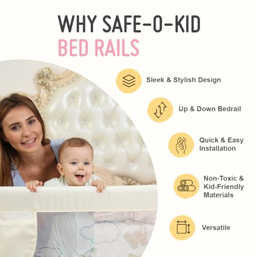 SAFE-O-KID® Barricade Designer Bed Rail Guard with 1 Year Warranty, Beige (6FT/183CM), Pack of 1 - Image 2