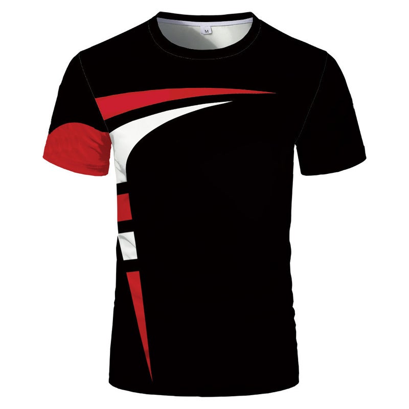 2022 New wish Men's Summer Youth Sports Slim-fit Printed Large Size T-shirt - Image 3