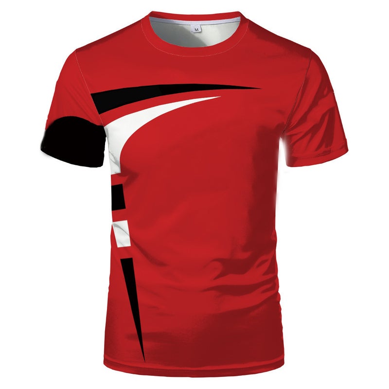 2022 New wish Men's Summer Youth Sports Slim-fit Printed Large Size T-shirt - Image 1