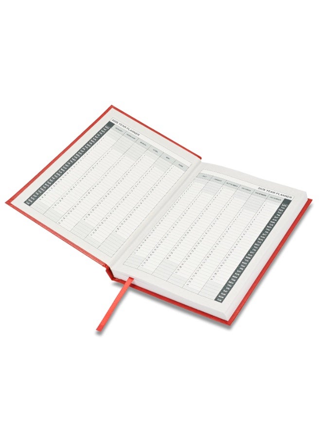 FIS 2026 Diary, A5 Size Diary(148x210mm), Hard Cover Vinyl Materials, Saturday & Sunday Combined, English, 60gsm White Paper, Red Color-FSDI90E26RE - Image 3