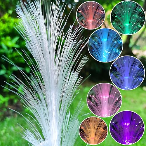 RCTTICUU Solar Rabbit Garden Statues Outdoor Decor with LED Lights, Resin Rabbits Figurine Lights Decorations Colour Changing Fiber Optical Light, Outside Lawn Decor for Yard, Unique Housewarming Gift - Image 5