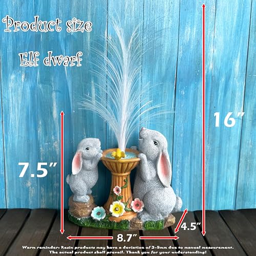 RCTTICUU Solar Rabbit Garden Statues Outdoor Decor with LED Lights, Resin Rabbits Figurine Lights Decorations Colour Changing Fiber Optical Light, Outside Lawn Decor for Yard, Unique Housewarming Gift - Image 3