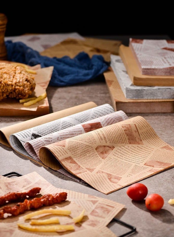 RinGinG Bread Sandwich Burger Fries Food Grade Oil Proof Paper Grease Greaseproof Wrappers Wrapping Baking Tools Gift Tissue 100PCS - Image 1