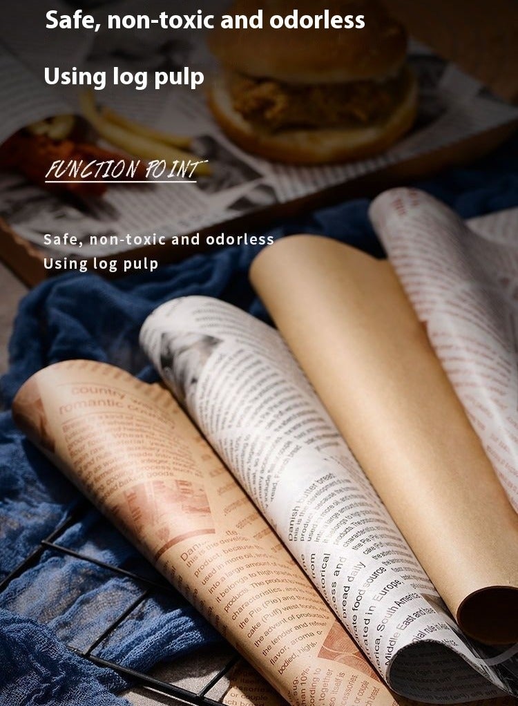 RinGinG Bread Sandwich Burger Fries Food Grade Oil Proof Paper Grease Greaseproof Wrappers Wrapping Baking Tools Gift Tissue 100PCS - Image 4