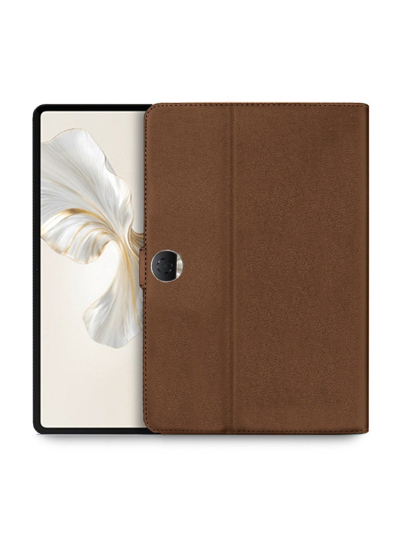 اوميكر غطاء هاتف Honor Pad 9 بحجم 12.1 بوصة لعام 2023 من الجلد الصناعي مع إغلاق مغناطيسي - بني داكن - Image 1