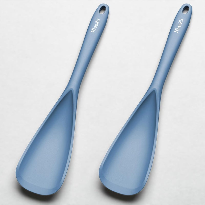 XiaoZu Silicone Spatula Spoon, Great for Both Cooking and Serving Durable BPA-Free Matte Black Silicone, Seamless Design, Safe for Nonstick Cooking Surfaces, 2-Pcs, Starry Blue - Image 1