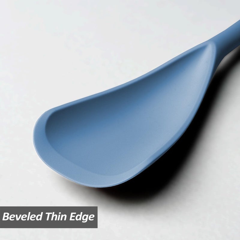 XiaoZu Silicone Spatula Spoon, Great for Both Cooking and Serving Durable BPA-Free Matte Black Silicone, Seamless Design, Safe for Nonstick Cooking Surfaces, 2-Pcs, Starry Blue - Image 3