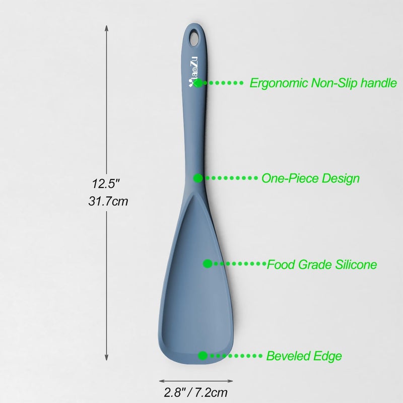 XiaoZu Silicone Spatula Spoon, Great for Both Cooking and Serving Durable BPA-Free Matte Black Silicone, Seamless Design, Safe for Nonstick Cooking Surfaces, 2-Pcs, Starry Blue - Image 2