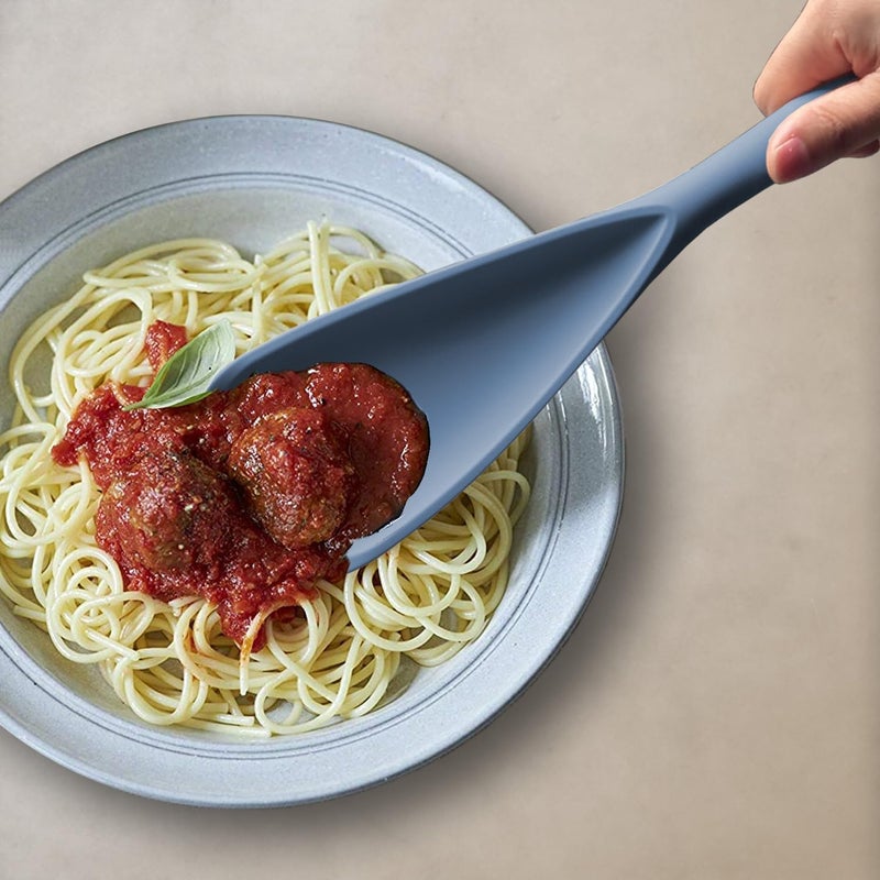XiaoZu Silicone Spatula Spoon, Great for Both Cooking and Serving Durable BPA-Free Matte Black Silicone, Seamless Design, Safe for Nonstick Cooking Surfaces, 2-Pcs, Starry Blue - Image 5