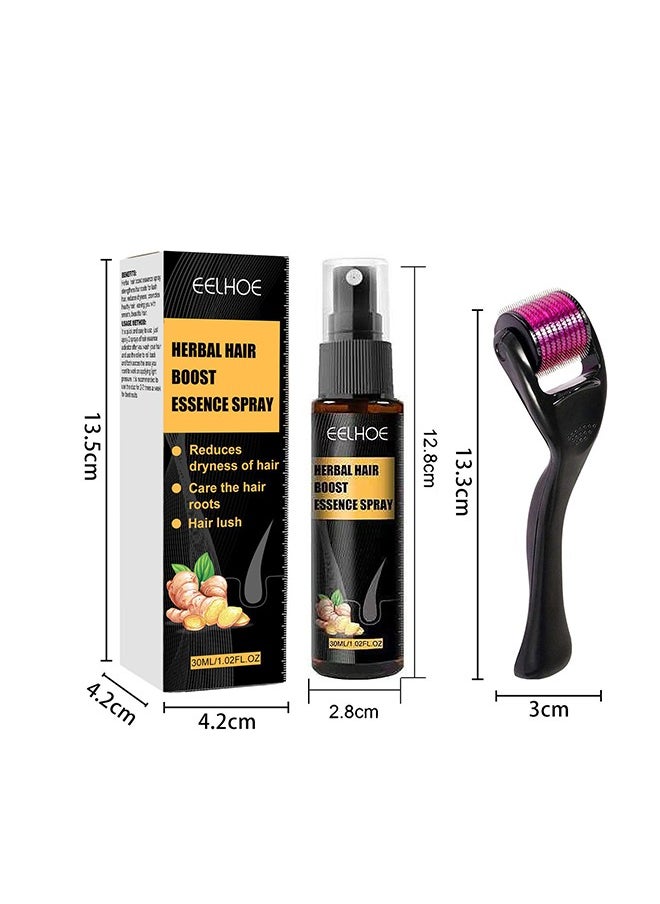 EELHOE - Herbal Hair Boost Essence Spray - Regrowth Treatment Anti Hair Loss Serum Hair Growth Essence Spray Micro Needling Roller Set For Bald Head 30ml - Image 1