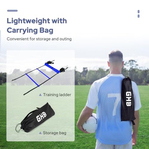GHB Pro Agility Ladder Agility Training Ladder Speed 12 Rung 20ft with Carrying Bag - Image 4