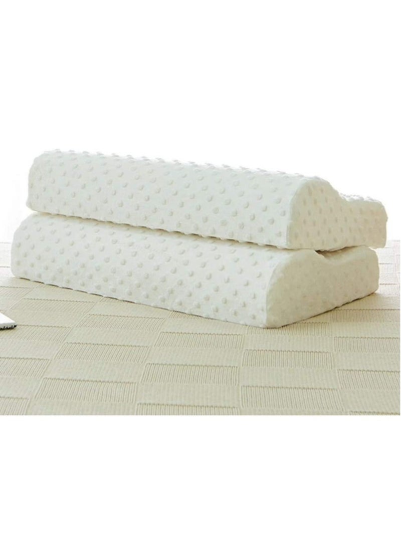 Cervical Orthopedic Memory Foam Pillow Standard Size Neck & Back Support Pillow for Sleeping with Removable Zipper Cover (23” L x 13.8” W x 4” H | Color: White | 2pcs Set