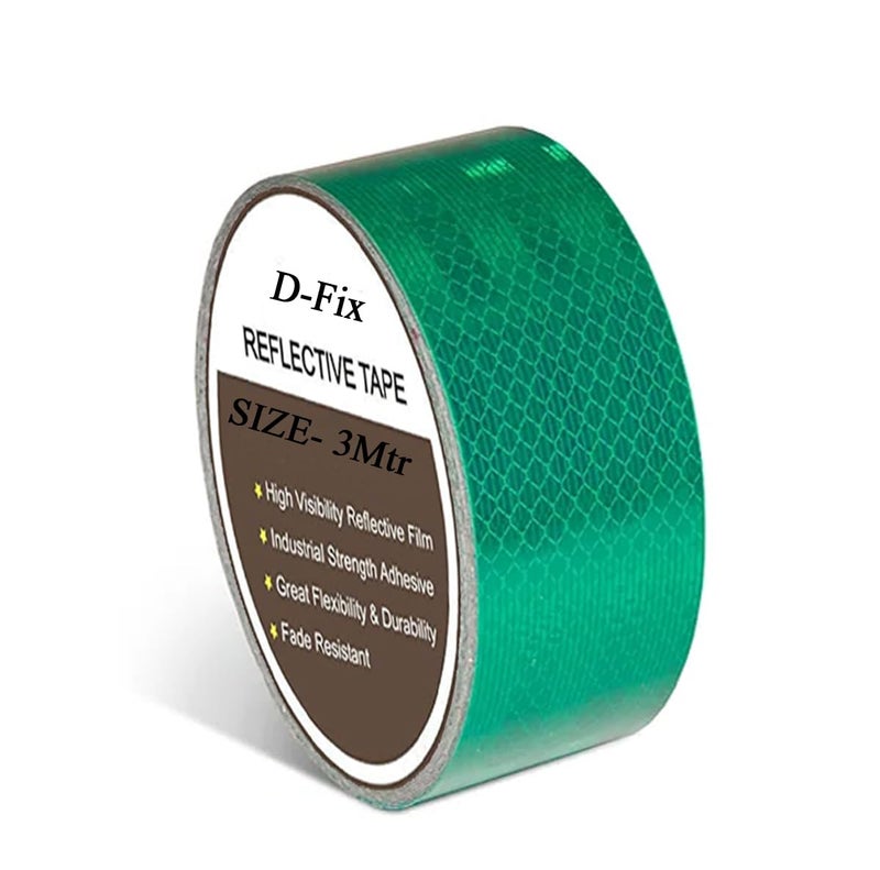 D-Fix ® High Intensity Radium Reflective Tape - 3 Meters in Length - 48mm / 2" Width - 1 Roll Per Pack - Car Bike and commercial vehicles Conspicuity reflective warning Tape Reflective tape (Green) - Image 1