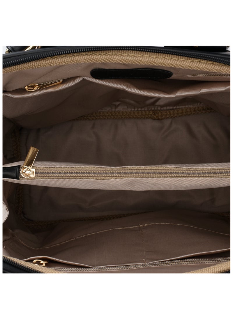 بافو Backpack/Cross Black with floral embroidery- Code 527  - Image 2