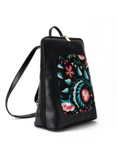 Pavo Backpack/Cross Black with floral embroidery- Code 527  - Image 4