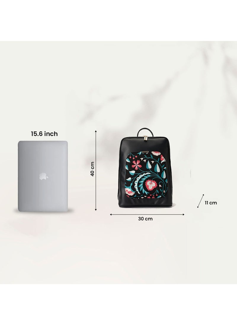 بافو Backpack/Cross Black with floral embroidery- Code 527  - Image 5