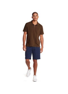LOUD UNIVERSE Mens Brown Plain Cotton Pique Summer Fabric Mens Polo Shirt  - Image 1