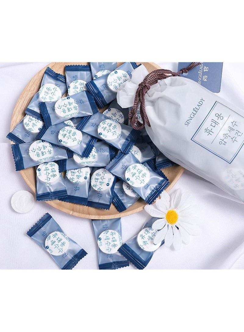 SYOSI 50PCS Mini Compressed Towels, Disposable Compressed Face Towel, Portable Compressed Cotton Coin Tissue Home Hand Wipes Toilet Paper Tablets for Travel Home Outdoor Camping Hiking, Sport, Beauty Salon - Image 5