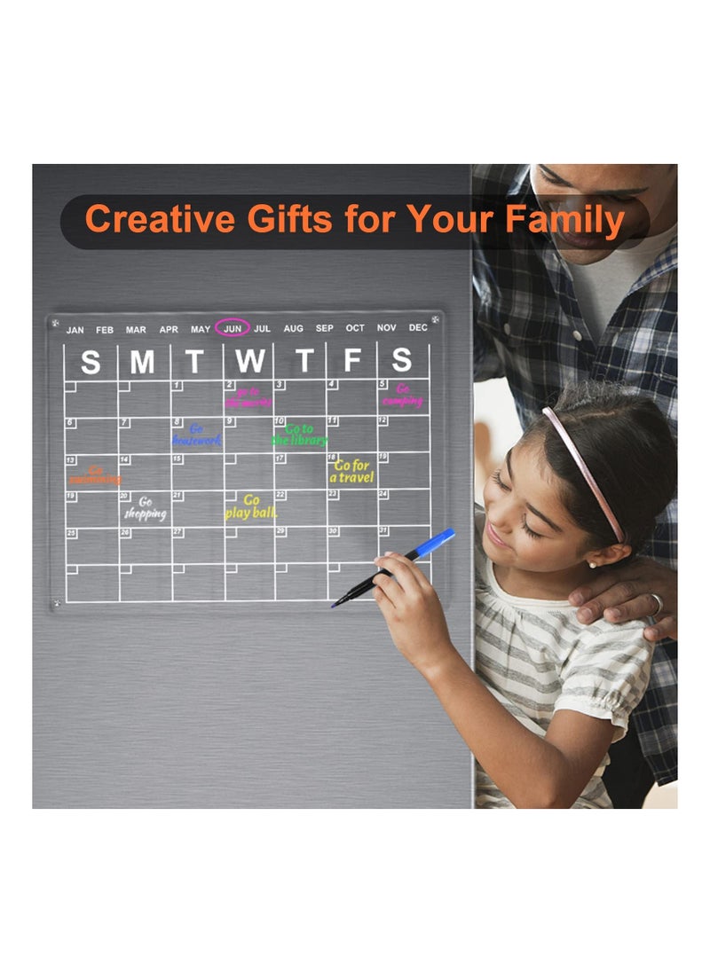 SYOSI - Dry Erase Board Calendar, Acrylic Magnetic Dry Erase Board Calendar for Fridge, Reusable Clear Dry Erase Board Calendar for Fridge, Acrylic Calendar Planner Board for Refrigerator (2PCS) - Image 1